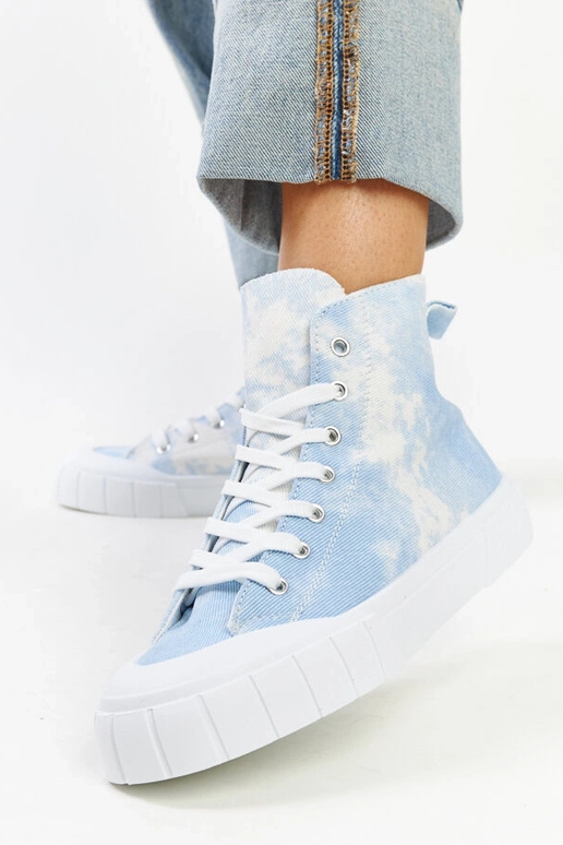 Blaue High-Top-Sneakers aus Stoff von...