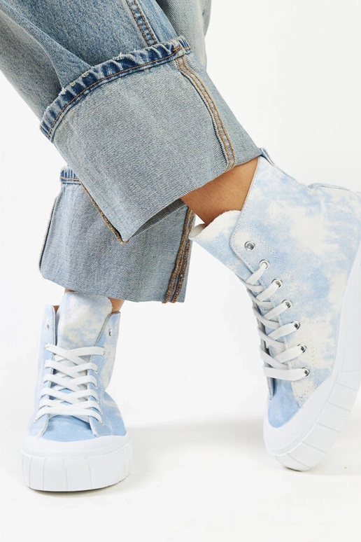 Blaue High-Top-Sneakers aus Stoff von...