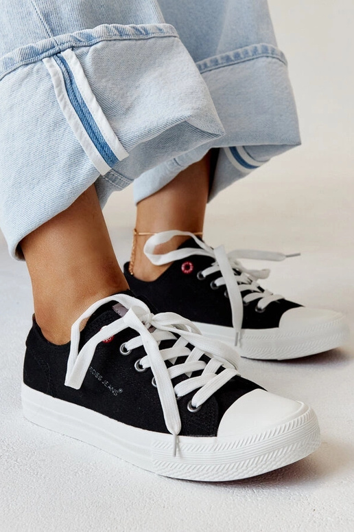 Schwarze Stoff-Damen-Sneakers CROSS...