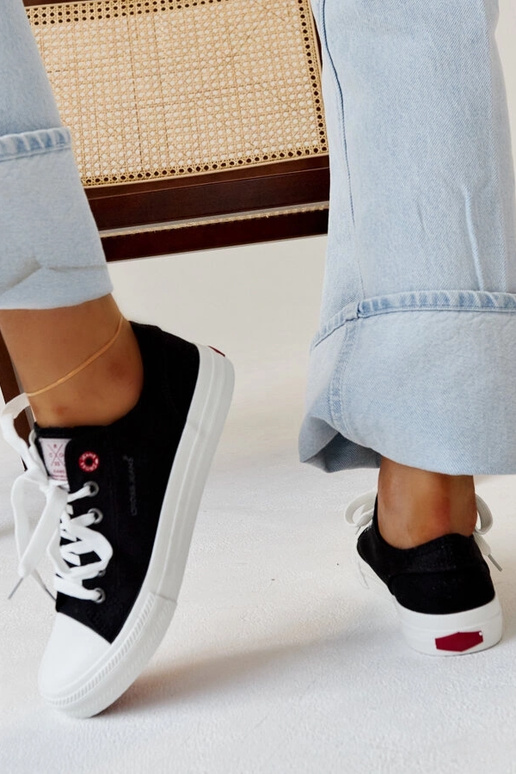 Schwarze Stoff-Damen-Sneakers CROSS...