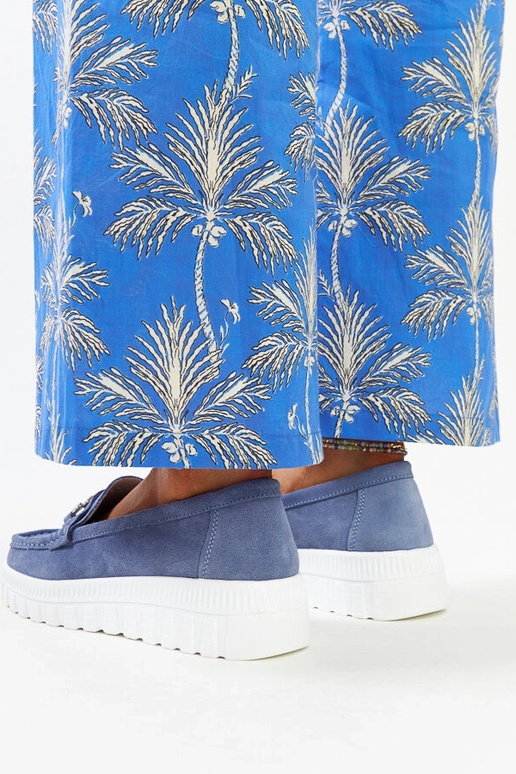 Blaue Leder-Halbschuhe mit...