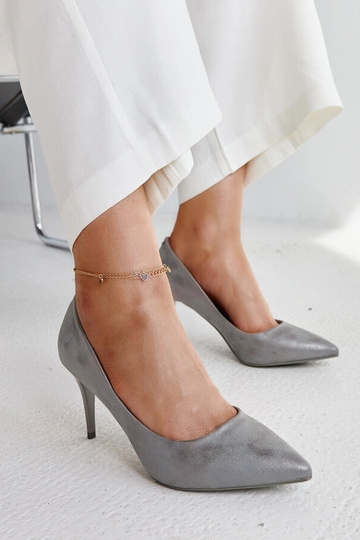 Graue Metallic-Pumps mit Ledersohle Soissons 2