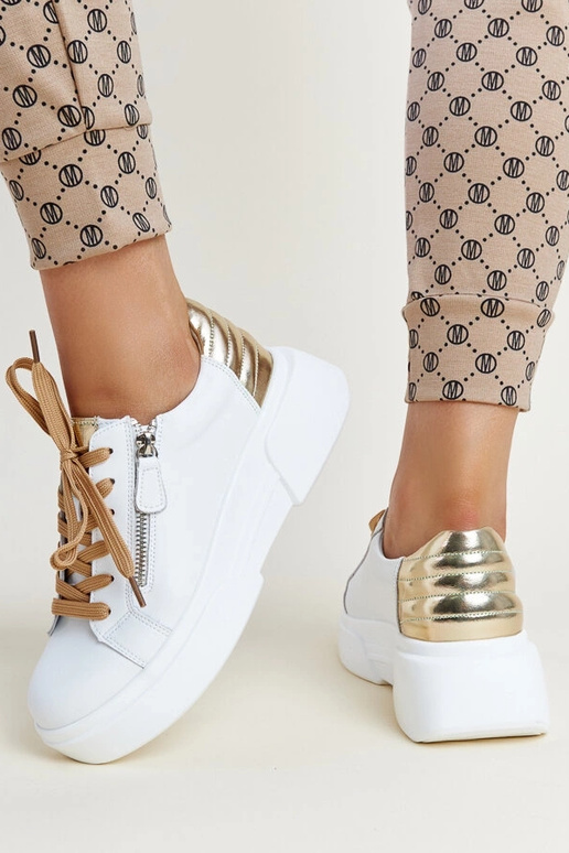 Weiß-goldene Leder-Sneaker Atyaf Weiß-goldene Leder-Sneaker Atyaf