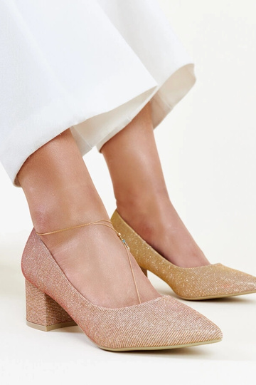 Rosa Glitzerpumps mit...