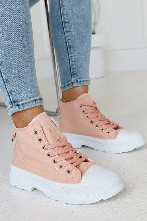 Hohe, rosafarbene Chunky-Sneakers... Hohe, rosafarbene Chunky-Sneakers...
