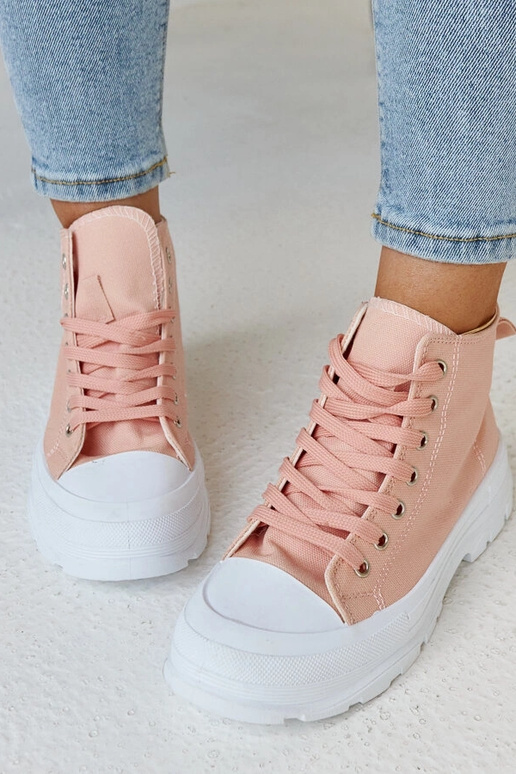 Hohe, rosafarbene Chunky-Sneakers... Hohe, rosafarbene Chunky-Sneakers...