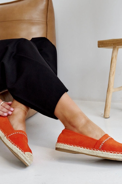 Orange Espadrilles mit Zirkonen Abia