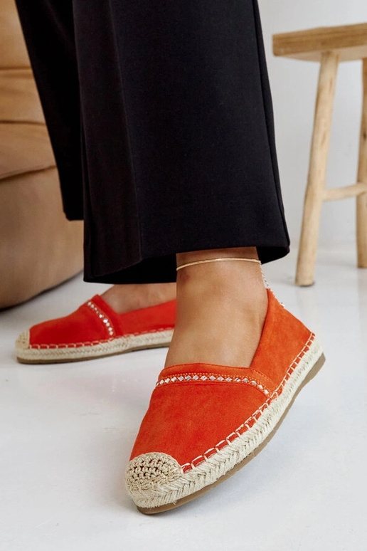 Orange Espadrilles mit Zirkonen Abia