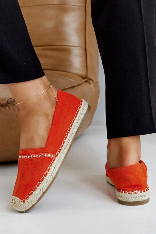 Orange Espadrilles mit Zirkonen Abia