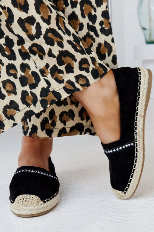 Schwarze Espadrilles mit Zirkonen Abia