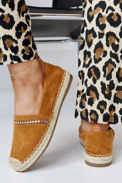 Braune Espadrilles mit Zirkonen Abia