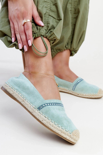 Grüne Espadrilles mit Zirkonen Abia