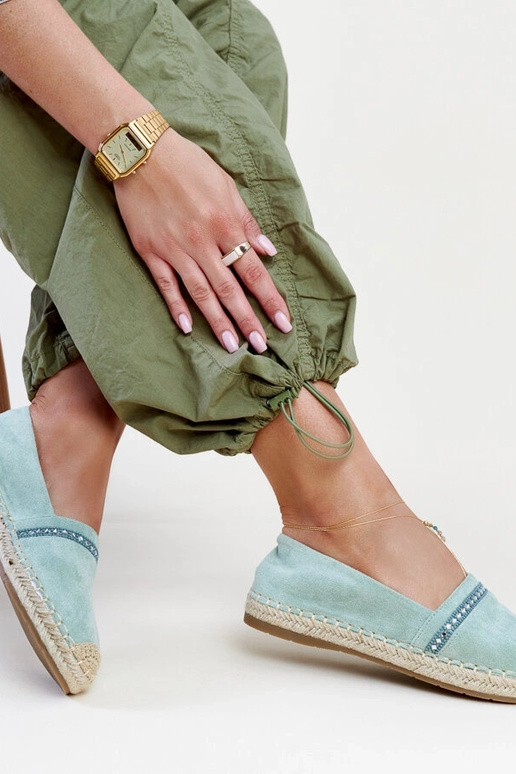 Grüne Espadrilles mit Zirkonen Abia Grüne Espadrilles mit Zirkonen Abia