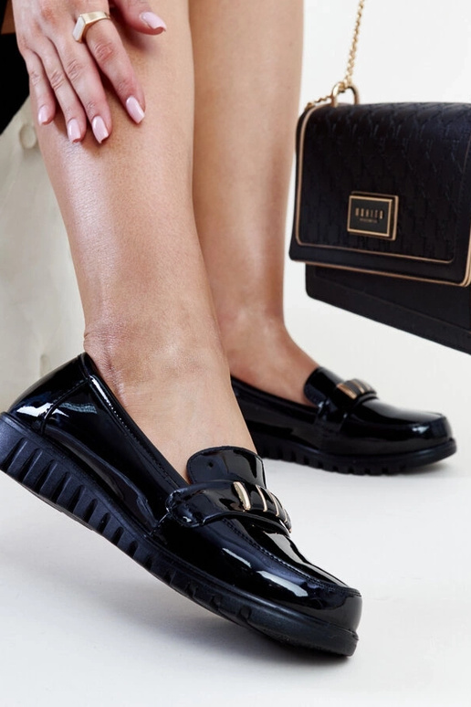 Schwarze Lackleder-Loafer mit...