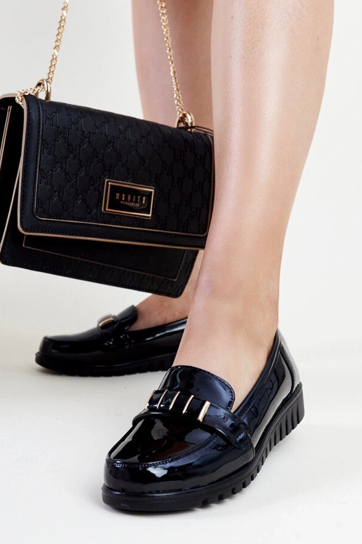 Schwarze Lackleder-Loafer mit...