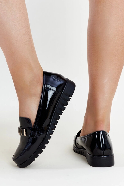 Schwarze Lackleder-Loafer mit...