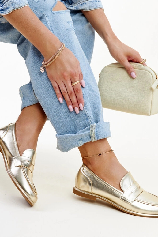 Goldene klassische Mokassins Nasia