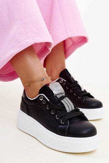 Schwarze und silberne Sneakers mit Zirkonia von Maurizia 2