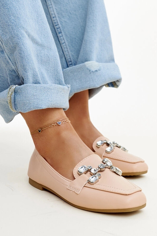 Beige Loafer mit Zirkonia-Schnalle Mali Beige Loafer mit Zirkonia-Schnalle Mali