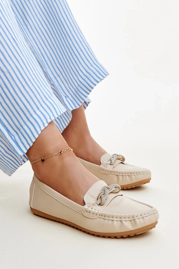 Beige Mokassins mit...