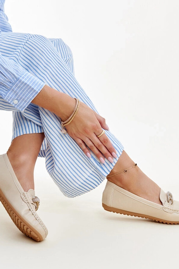 Beige Mokassins mit... 2