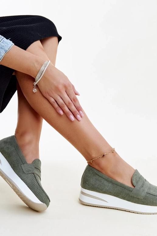 Grüne perforierte Muna-Schuhe Grüne perforierte Muna-Schuhe