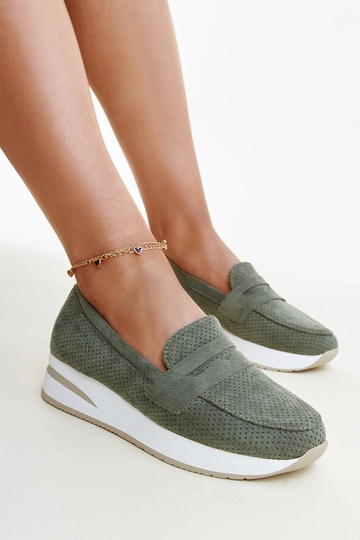 Grüne perforierte Muna-Schuhe 2