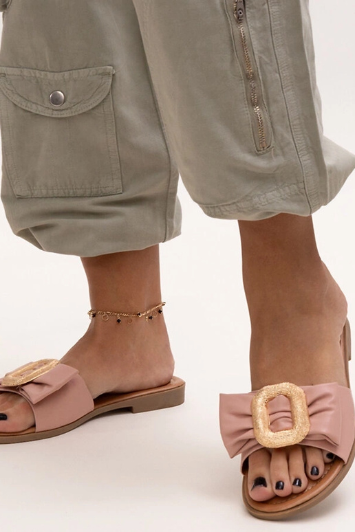 Rosa Pantoletten „Limera“ mit Schnalle