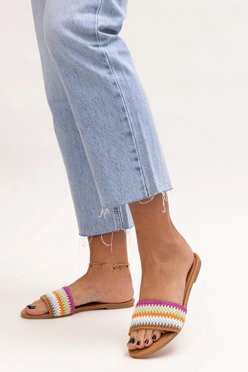 Mehrfarbige Flip-Flops „Marika“ mit Stickerei