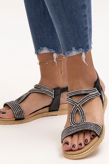 Schwarze Sandalen mit Zirkonia verziert Detila