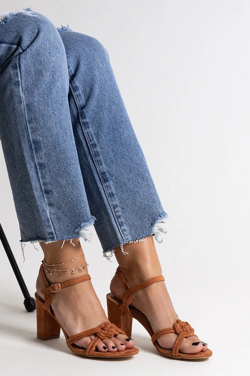 Braune Shama-Sandalen mit Blockabsatz