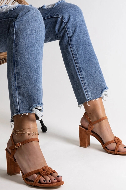 Braune Shama-Sandalen mit Blockabsatz