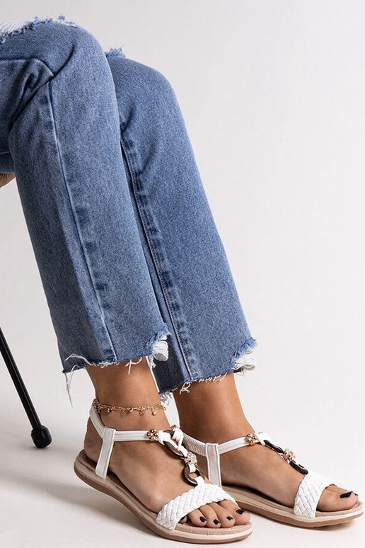 Weiße geflochtene Sandalen Izodora