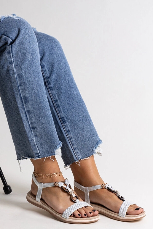 Silberne geflochtene Sandalen Izodora Silberne geflochtene Sandalen Izodora