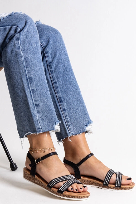 Schwarze Sandalen mit niedrigem...