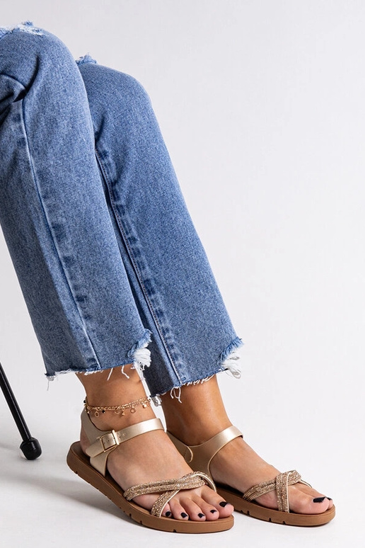 Goldene Sandalen mit Zirkonia Claranna Goldene Sandalen mit Zirkonia Claranna