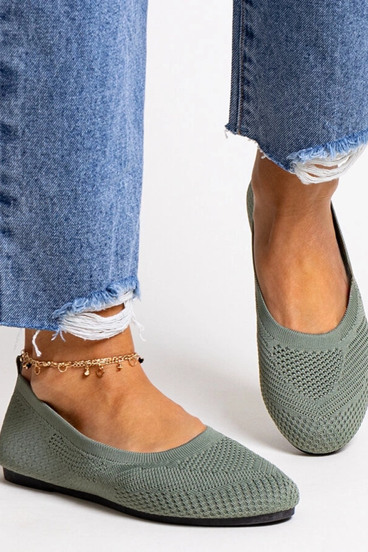 Grüne Ballerinas aus Yafia-Stoff