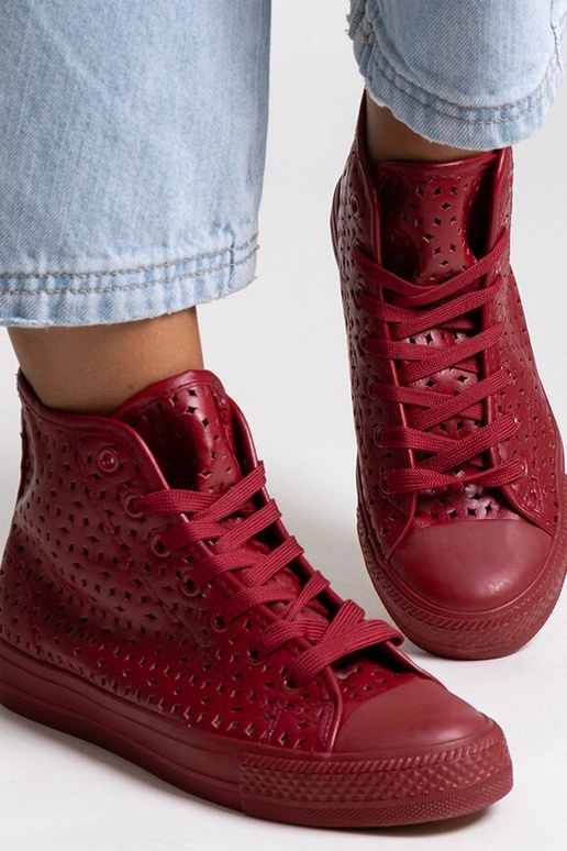 Rote High-Top-Sneakers mit Lochmuster...