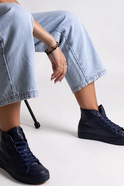 Marineblaue High-Top-Sneakers mit...