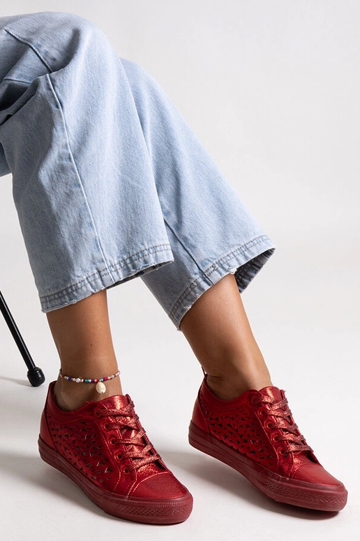 Rote Safune-Sneakers mit Lochmuster