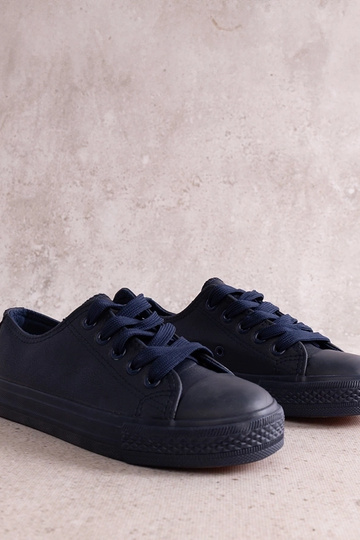Marineblaue Kinder-Sneaker aus Öko-Leder Azizana