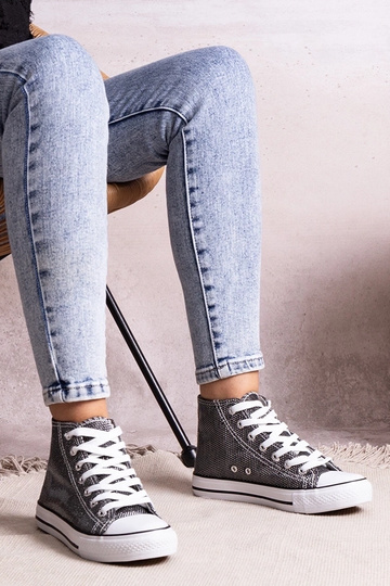 Schwarze High-Top-Sneaker aus glänzendem Mesh von Ranifali