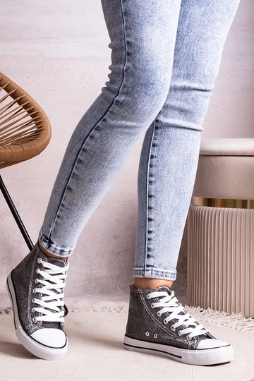 Schwarze High-Top-Sneaker aus glänzendem Mesh von Ranifali 2