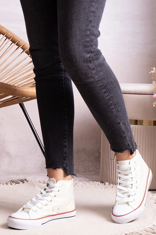 Weiße High-Top-Sneaker aus glänzendem...