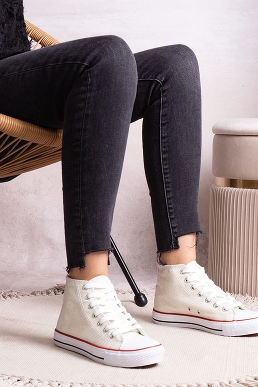 Weiße High-Top-Sneaker aus glänzendem...