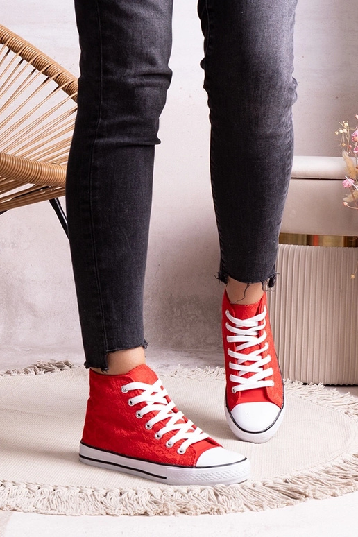 Rote High-Top-Sneaker mit Spitze...