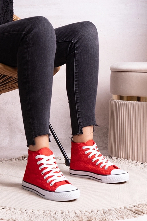 Rote High-Top-Sneaker mit Spitze...