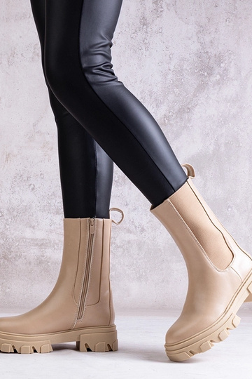 Beige Stiefeletten aus...