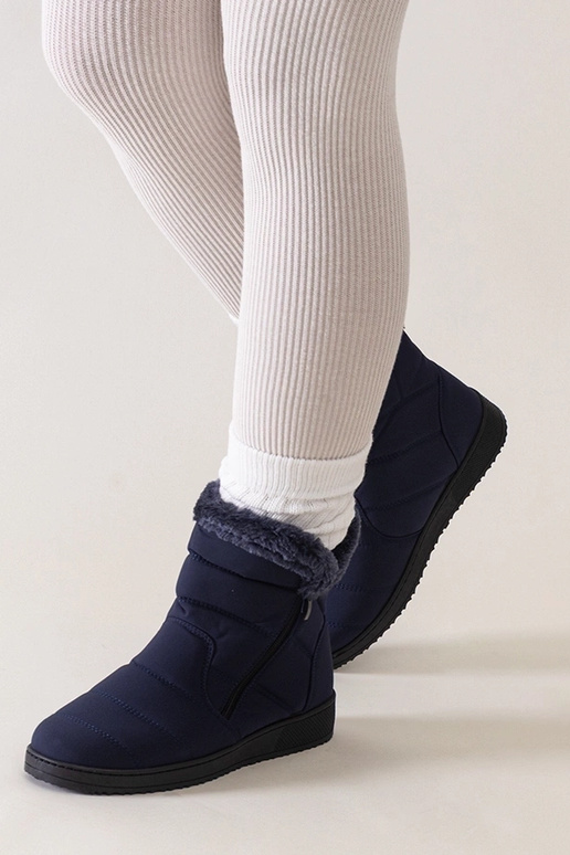 Marineblaue Schneestiefel mit Fell...