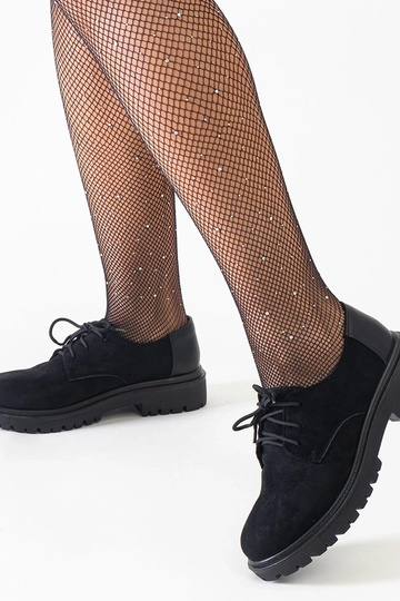 Schwarze Freizeitschuhe mit Schnürung aus Kunstwildleder Kalila 2